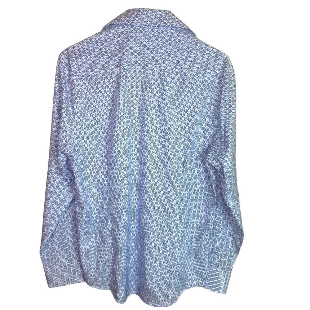 Con.Struct Mens Sz Med Blue White Slim Fit Performance 4-Way Stretch Sport Shirt - Picture 5 of 7